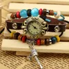 Montres-bracelets Top Turquoise Vintage Bracelet en cuir véritable Montre Femmes Lady Charm Rétro Montre-Bracelet Roman Slip Band