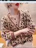 Women's Knits & Tees Fashion Leopard Print F Knit Cardigan Sweater Women Autumn/Winter 2023 Personality Korean Style Outer TopWomen's