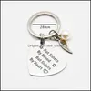 Charms Sister Stainless Steel Keychain Wings Heart Round Shape Pendant Engrave Words Not Sisters By Blood But Key Ring For Drop Deli Dh4Zc