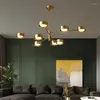 Люстры после современной медь светодиодной люстры кросс -слои потолки гостиная Потолочные светильники для спальни светильники спальни