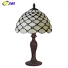 Lampade da tavolo FUMAT Lampada in vetro colorato E27 LED Camera da letto Comodino Bianco Paralume Luci Art Home Deco Luminaria Light