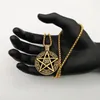 قلادة قلادة Punk Pentacle Five Point Star Moon Pentagram Charm Vintage Gold Gold Stainless Steel Men Netclace Cagf0179