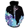 Bluzy męskie 2023 Spring Graffiti Hoodie Gwiare Sky Drzewa nalewające mleczną bluza Udaderas Hombre Casual Overized Hooty