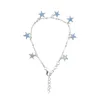 Anklets Women Blue Night Light Pentagon Star Beach Wind and Silver Plated Chain for Ladies Decoration Mujer 2023