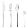 Dinnerware Sets 4Pcs 304 Stainless Steel Cutlery Set Knife Fork Coffee Tea Spoon Mirror Polish Tableware Party Kitchen Silverware