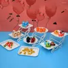 Plates European Petal Plastic Fruit Tray Three-tier Snack Rack Dried Storage Multi-layer Dessert Cake Stand