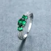 Wedding Rings Vintage Green Stone Ring Silver Color Zircon Round For Women Bands Female Boho Engagement Mother Day Jewelry