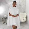 Casual Dresses Autumn Cloak Dress Women's Fashion Solid Chiffon Half High Neck Sleeveless Loose Pleated Party