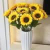 Decorative Flowers & Wreaths Fake Sunflower Artificial 7-head Realistic Lovely Silk Flower