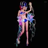 Stage Wear Sexy Laser Tassel Bikini Female Dancer Costume Nightclub Gogo Dance Outfit Rave Bar Show Dancing Clothes VDB3446