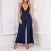 Kobiety Jumpsuits Rompers moda wiosna lato letnie seksowne kobiety spaghetti pasek solidny v szyja luźne skok garnitury bez pleców ubrania damskie