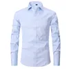 Mens Casual Shirts Quality Gentle Formal Mens French Cuff Dress Shirt Män Långärmad solid randig stil Mensskjortor Manschufflänk Inkludera plus storlek 230114