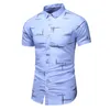 Mens Casual Shirts Fashion 9 Style Design Short Sleeve Casual Shirt Mens Print Beach Blue 2023 Summer Clothing Plus Asian Size MXXXL 4XL 5XL 230114