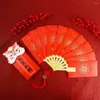 Cadeau cadeau Lucky Money Wish 10 emplacements en forme d'éventail chinois Poches Festival de printemps Année de bénédiction Enveloppe rouge