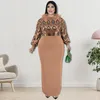 Plus Size Klänningar 2023 Solida paljetter Mager lång klänning Feststil Rundhalspanel Ullärm Elegant dam