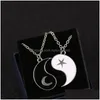 Pendentif Colliers 2PC Pairé Mode Taichi Yinyang Correspondant Couple Amoureux Collier Soleil Étoile Lune Ami Bff Amitié Cou Goutte De Dhyok