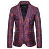 Men's Suits & Blazers Shenrun Men Fashion Flower Embroidery Suit Jackets Groom Jacket Business Party Prom Stage Costume Black Red Blue Coffe