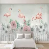 Wallpapers Milofi Custom Wallpaper Murals Nordic Southeast Asia Wind Flamingo Hand-painted Flowers And Plants Living Room Background Wall