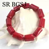 Brin 10-14mm 4mm Halloween Cadeau Lady Mariage Femmes Bijoux Élastique Naturel Rouge Corail Bracelet 7.5-8 pouces