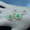 Boucles d'oreilles de collier Set Green Bridal Jewelry Champagne Gold Couleur pour les femmes avec des anneaux Pendants mariage