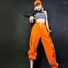 Stage desgaste DJ fantasia de jazz dança de hip-hop adultos roupas de performance de manga odeia de calças soltas roupas SL4544