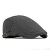 Berets Blank Cotton Flat Cap Classic Peaked Ivy Plain Duckbill Sboy Hat Men Gatsbay Western Vintage Driving Beret Dropship