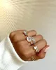 Küme yüzük damla gemi 2023 kadın kız parmak takı 5A kıvılcım Bling gözyaşı kalp şeklinde CZ açık yüzük 925 ayar gümüş takılar