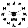 Wall Clocks American Akita Dog Breed Clock Hakita Puppies Stickers Frameless Diy Large Watch Room Decor Lover Gift Drop Delivery Home Dh7Yi