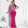 فساتين غير رسمية Bodycon ماكسي للحفلات المسائية Vestidos للسيدات ماسي لؤلؤي أنيق بدون ظهر بحمالات سباغيتي للنادي رداء طويل منتصف الليل