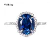 Wedding Rings Visisap Oval Blue Round Zircon For Women Ring Fashion Jewelry Manufacturers Direct Supply Accessories B2411