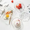プレート日本製の手作りガラス透明プレートアイスデューセレスト可能なウェア不規則なハンマーペストリーサラダフルーツデザート料理