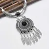 Подвесные ожерелья богемия цыганское перо колье с кисточками круглый серебряный серебряный винтажный женский личность Акриловые камни украшения