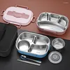 Dinnerware Sets 304 Stainless Steel Insulated Lunch Box Picnic Storage Four Compartments Sealed Soup Bowl Kitchen Tools