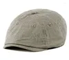 BERETS Fashion Men's Casual Washed Cotton Sboy Hat Baseball Cap Beret Män åttkantiga mössor Casquette Gorros