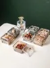 Placas Caixa de doces nórdicos de lanches domésticos com tampa de tampa combinada pratos quadrados de vidro de armazenamento de placa de frutas secos de frutas