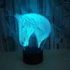 Tafellampen paardenhead 3d night kleurrijke aanraking usb aangedreven led visuele bureaulamp cadeau sfeer klein