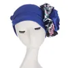 Bonnets Bonnet/Crâne Casquettes Femmes Grande Fleur Bandeau Élastique Sommeil Bonnet De Douche Musulman Hijab Turban Couleur Pure Foulard Accessoires De Mode