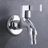 Rubinetti per lavabo da bagno Rubinetto per lavatrice in ottone 4 punti Famiglia Uno in due Doppio uso Nucleo in rame Apertura rapida Mop Pool Acciaio inossidabile