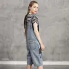 Kvinnors jumpsuits Rompers Summer Women Jumpsuit 2023 Vintage Denim broderi Kvinnlig lekdräkt sned Neck Loose 2235 Women's's