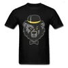Herren T-Shirts Grauer Bärendruck Männer Schwarzes T-Shirt Stilvolles Cartoon-Tier-Sommer-Streetwear-Kurzarm-Funky-T-Shirt Großhandel
