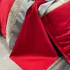 Ensembles de literie Ensemble de luxe en coton rouge Housse de couette brodée Drap plat pur ou taies d'oreiller ajustées Lit doux