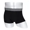 Caleçon 6 pièces gratuit 1 hommes noir et blanc grille large bord culotte léger confortable Super élastique Modal Boxer Shorts