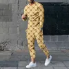 Tracki męskie dreski sportowe jogger strój mody mody męskie ubrania marka zestawu do druku 3D Zestaw Męskie T-shirt Długie rękawy