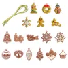 Christmas Decorations 6/12pcs Wooden Tree Ornaments DIY Decor Wood Deer Snowman Pendant Decoration For Home Xmas Gift F