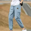 Men's Pants Streetwear Multi Pockets Cargo Harem Hip Hop Casual Male Track Elastic Waist Drawstring Jogger TrousersMen's