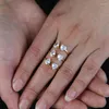 Küme yüzük damla gemi 2023 kadın kız parmak takı 5A kıvılcım Bling gözyaşı kalp şeklinde CZ açık yüzük 925 ayar gümüş takılar