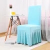 Housses de chaise Table blanche pure et couverture pour publicité de banquet de mariage de jupe de soleil élastique El