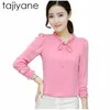 Blouzen voor dames shirts tajiyane 2023 blouse shirt vrouwelijke lente Koreaanse streep zoete vrouwen lange mouw tops dames witte kledingld082