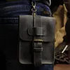 Waist Bags First Layer Genuine Leather Pack Vintage Military Travel Cell/Mobile Phone Case Hook Fanny Belt Bag