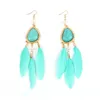 Dangle Earrings Feather Prendant Tassel Bead Stone Stone Long Long For Women Florate Brand Wholesale Gold Brand Jewelry Reashelier